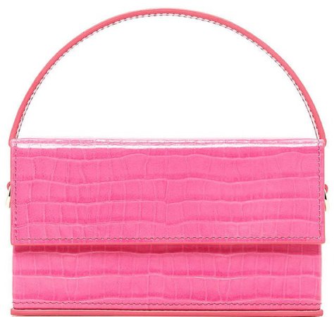 L’AFSHAR Hot Pink Croc Box Handbag