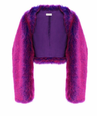 purple/pink faux fur half jacket