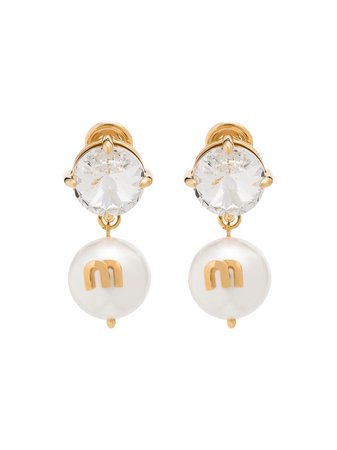 Miu Miu crystal and pearl drop earrings £220 - Shop Online. Same Day Delivery in London