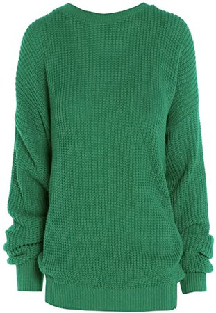 RM Women Plain Chunky Knitted Baggy Oversize Fit Jumper Long Sleeve Sweater Top at Amazon Women’s Clothing store