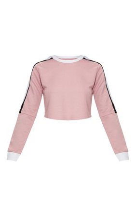 Rose Triple Shoulder Stripe Crop Sweater | PrettyLittleThing USA