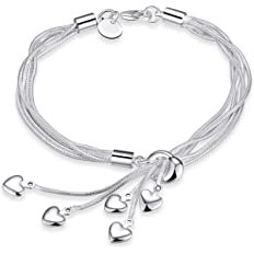 Amazon.com: Aeora S925 Silver Thirteen Hanging Pieces Bracelet for Women Gift Bracelets & Bangles Jewelry: Clothing, Shoes & Jewelry