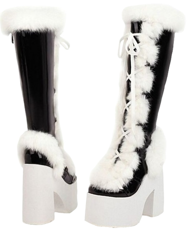 black and white demonia platform winter boots
