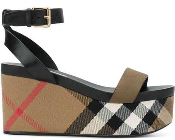 burberry house check wedge sandals