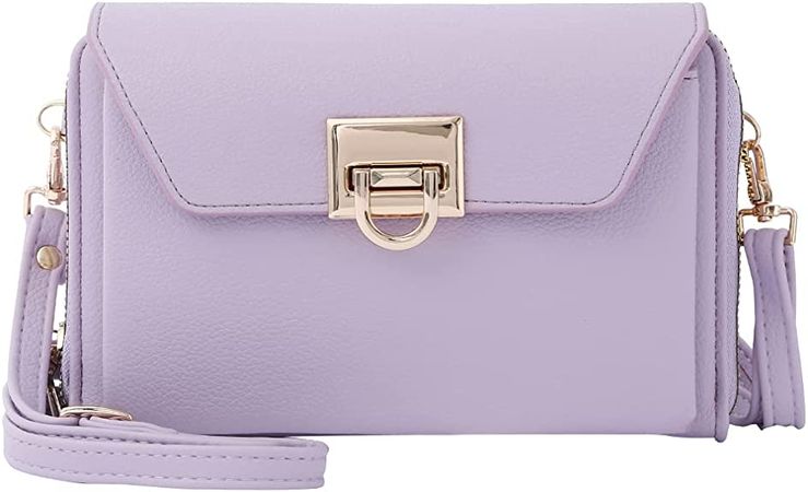 EVVE Small Crossbody Shoulder Bag For Women, Cell Phone Wallet Purse with Multiple Card Slots | Lavender: Handbags: Amazon.com