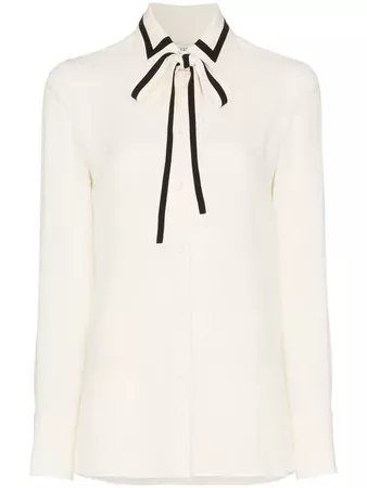 Valentino Georgette Bow Neck Silk Shirt - Farfetch
