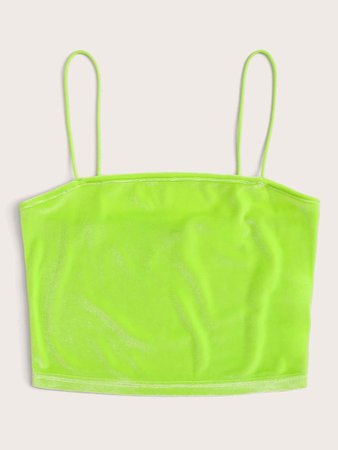 Neon Lime Velvet Crop Cami Top | SHEIN USA