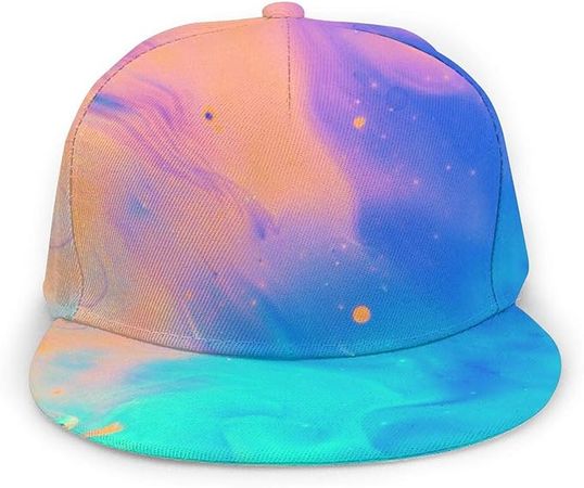 YEGFTSN Baseball Cap Men Women - Blend Color Rainbow Paint Ink Pastel Pattern Adjustable 3D Printed Snapback Flat Bill Hip Hop Hat at Amazon Men’s Clothing store