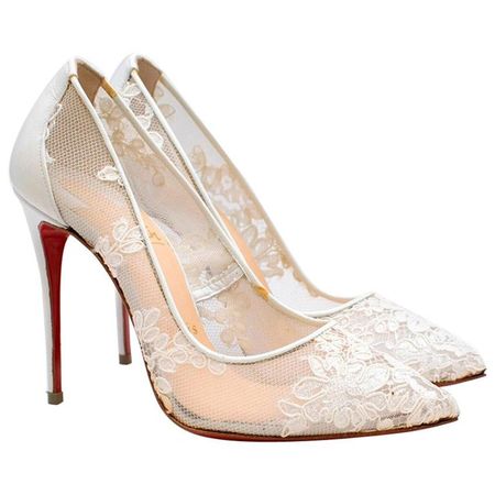 white lace louboutin heels