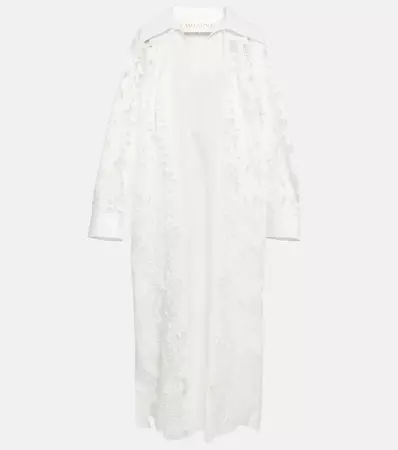 Embroidered Cotton Midi Dress in White - Valentino | Mytheresa