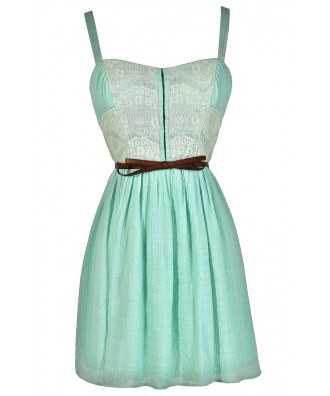 Mint Summer Dress, Cute Mint Dress, Belted Mint Dress, Mint A-Line Dress, Flowy Mint Dress, Cute Summer Dress, Cute Country Dress Lily Boutique
