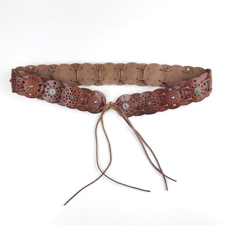 Fossil Accessories | Brown Leather Disk Boho Belt | Poshmark
