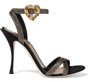 Keira Crystal-embellished Pleated Lame Sandals