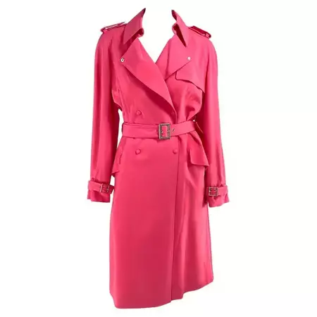 F/W 2001 Thierry Mugler Couture Final Runway Hot Pink Trench Coat Dress For Sale at 1stDibs | mugler trench coat, trenci mugler, trench coat runway