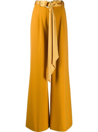 Yellow Jonathan Simkhai high-rise tie-waist flared trousers 1204027F - Farfetch