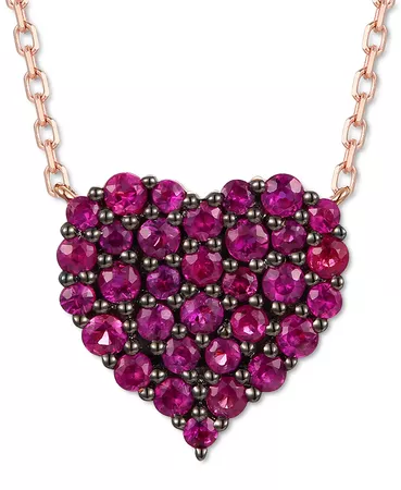 Le Vian Passion Ruby Heart Cluster 17-1/2" Pendant Necklace (3/4 ct. t.w.) in 14k Rose Gold