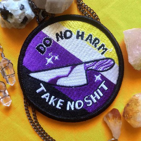 Do no harm / take no shit 3x3in NONBINARY FLAG iron on patch | Etsy