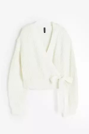 Rib-knit Wrap Cardigan - Cream - Ladies | H&M US