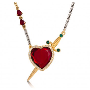 Disney Snow White Gold-Plated Red Crystal Heart & Dagger Necklace at Couture Kingdom UK