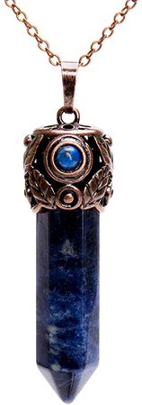 Amazon.com: Bivei Retro Antique Brass Chakra Necklace Hexagonal Prism Gemstone Quartz Crystal Stone Healing Pendant(Sodalite): Clothing