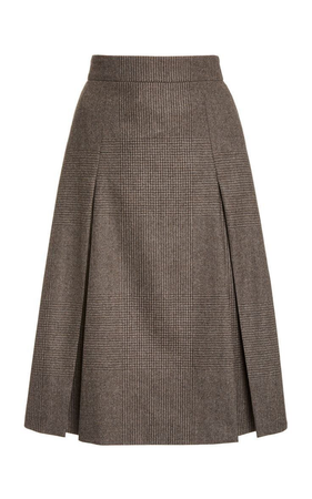 brown tweed midi skirt