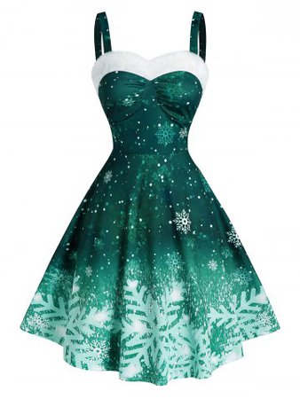 Green Snowflake Christmas dress