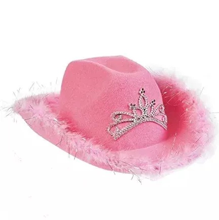 pink cowboy hat with fur