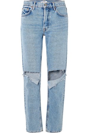 GRLFRND | Helena distressed mid-rise straight-leg jeans | NET-A-PORTER.COM