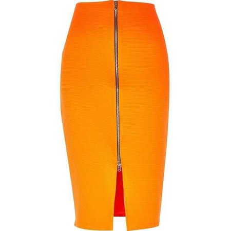 orange pencil skirt polyvore - Google Search