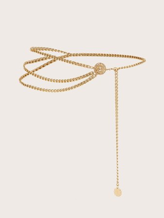 Hollow Round Flower Decor Asymmetrical Waist Chain | SHEIN USA