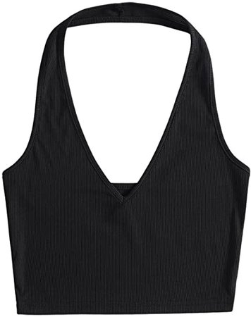 SweatyRocks Women's Casual Sleeveless Vest Halter Crop Top Cami Tank Tops : Clothing, Shoes & Jewelry