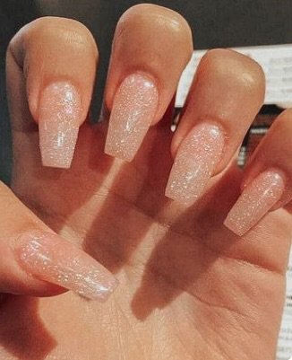 clear pink glitter nails