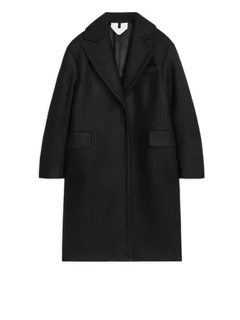 Single-Button Wool Coat - Black - Jackets & Coats - ARKET DE