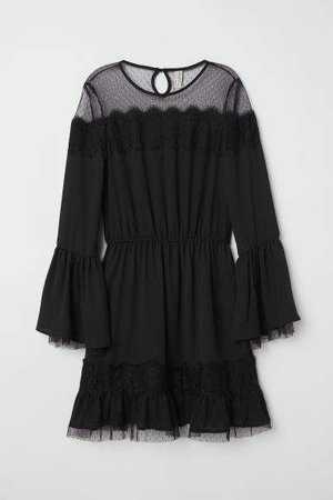 Dress with Lace Details - Black