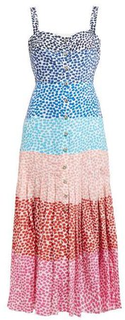 Karen Confetti Print Pleated Silk Midi Dress - Womens - Multi