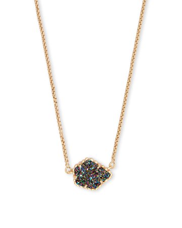 Tess Gold Pendant Necklace in Platinum Drusy | Kendra Scott
