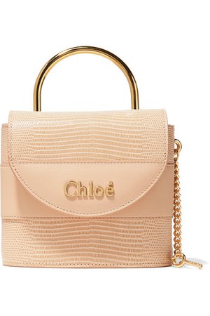 Chloé | Aby Lock small lizard-effect leather shoulder bag | NET-A-PORTER.COM