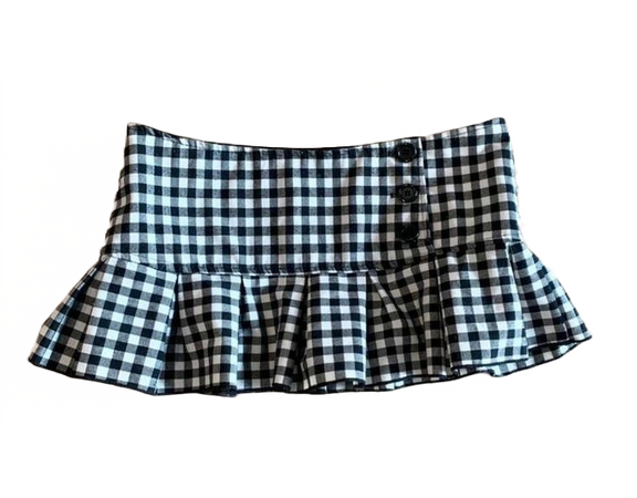 checkered mini micro skirt