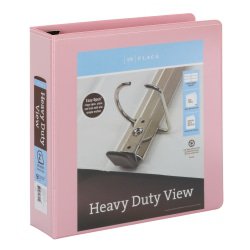 INPLACE Heavy Duty View 3 Ring Binder 2 D Rings Light Pink - Office Depot