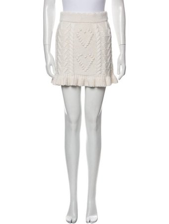 LoveShackFancy hearts White offwhite knit pop kei Skirts, Clothing - WLOSH37099 | The RealReal