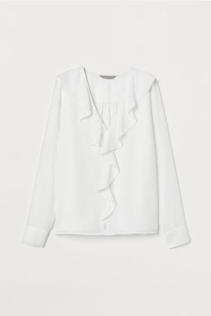 Flounced Blouse - White - Ladies | H&M US