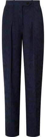 Victoria, Jacquard Straight-leg Pants - Midnight blue