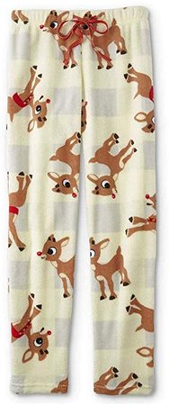 Juniors Womens Rudolph The Red-Nosed Reindeer Plush Sleep Lounge Pajama Pants (X-Large) at Amazon Women’s Clothing store
