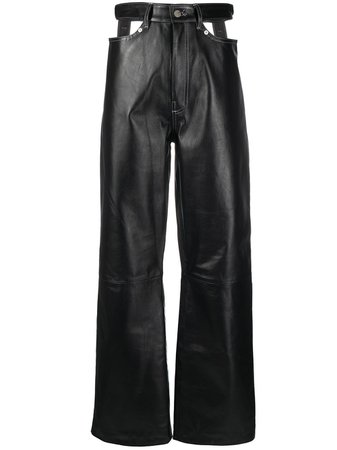 Shop Manokhi cut-out leather trousers with Express Delivery - FARFETCH