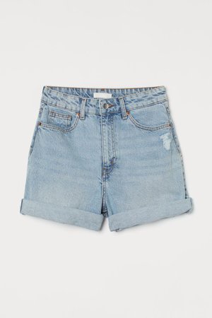Mom High Denim Shorts - Light denim blue - Ladies | H&M GB