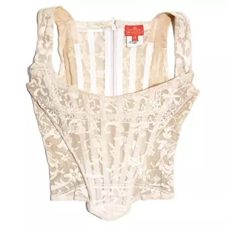 Vivienne Westwood cream cotton mesh corset, fw 1992 For Sale at 1stDibs