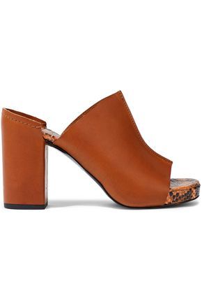 Amina smooth and snake-effect leather platform mules | ROBERT CLERGERIE | Sale up to 70% off | THE OUTNET
