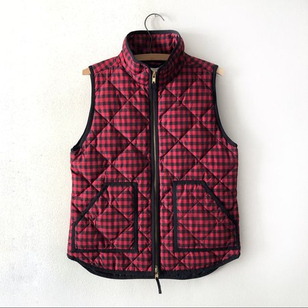 J. Crew Factory Jackets & Coats | J Crew Red Plaid Check Puffer Vest Down Jacket S | Poshmark