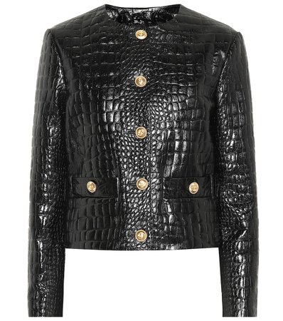 Gucci - Embossed leather jacket | Mytheresa