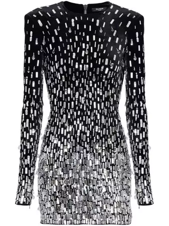 Balmain sequin-embellished Velvet Dress - Farfetch